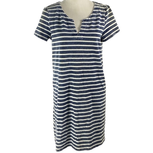 Jane and Delancey Navy White Striped Short Sleeve Dress Size L - Picture 1 of 5